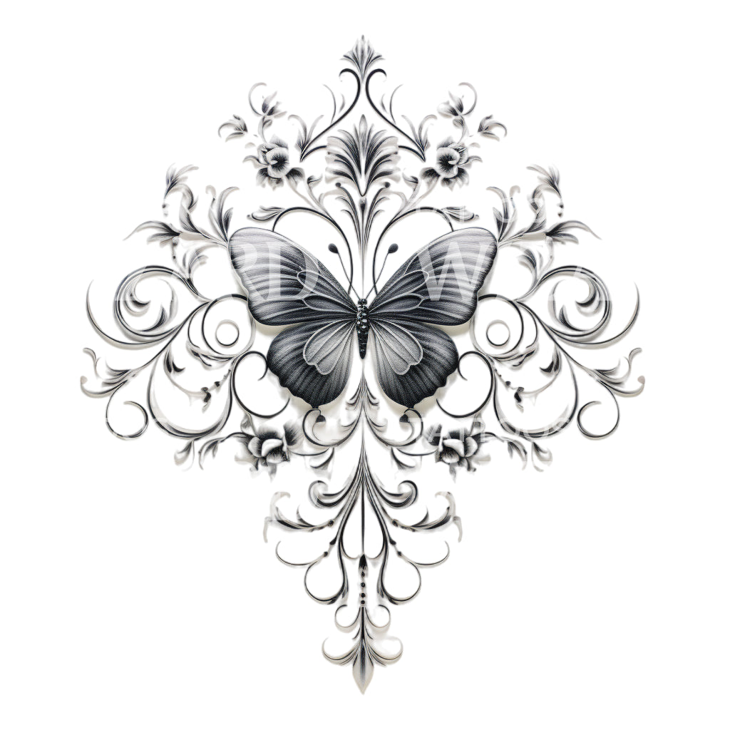 Conception de tatouage ornemental de papillon