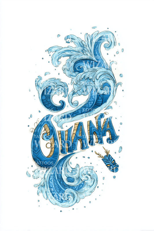 Ohana Ocean Script Tattoo Design
