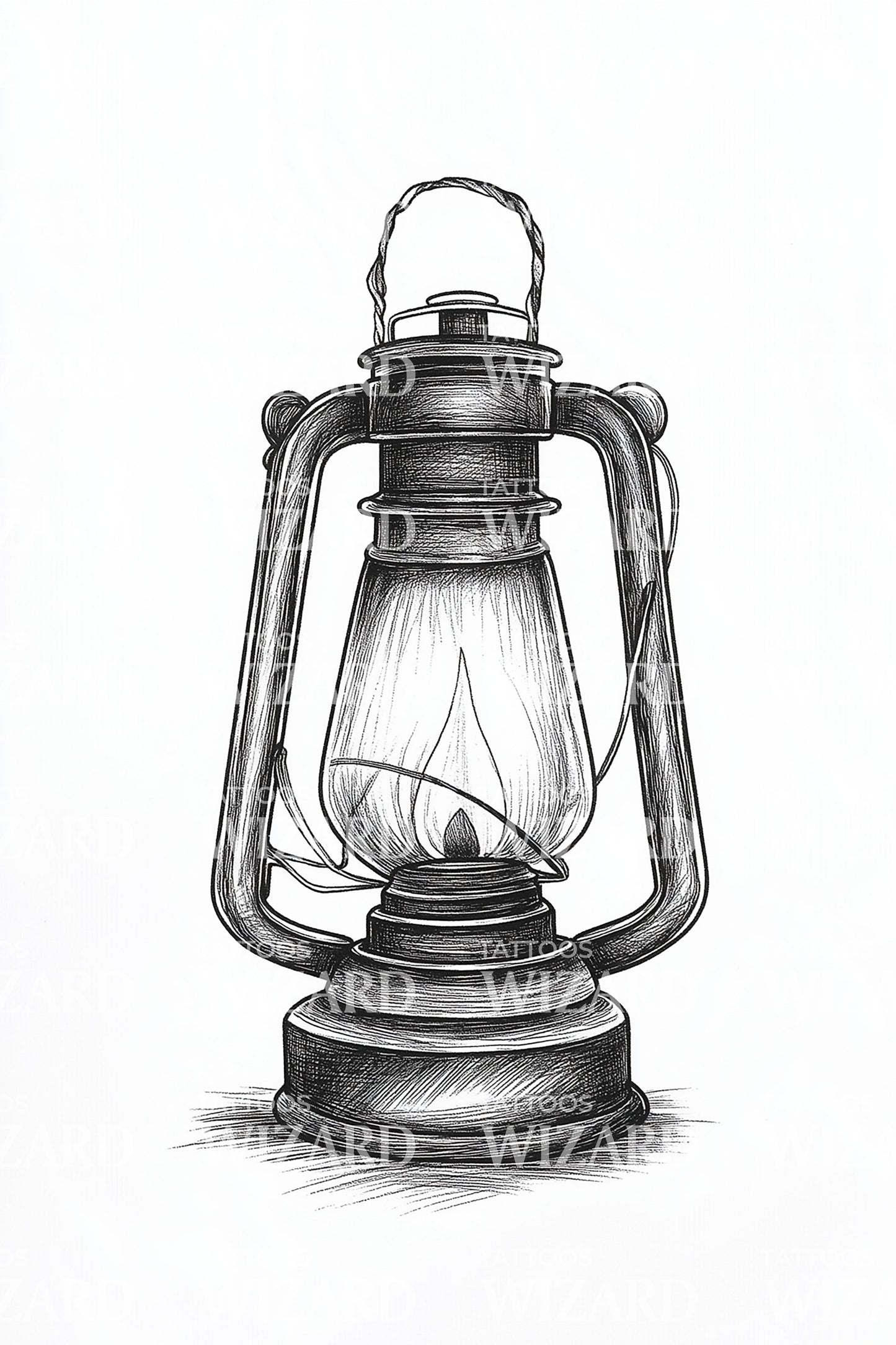 Old Oil Lantern Tattoo Illustration