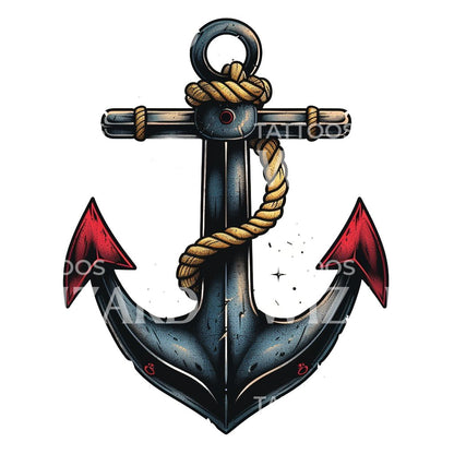 Old School Anchor Tattoo Design