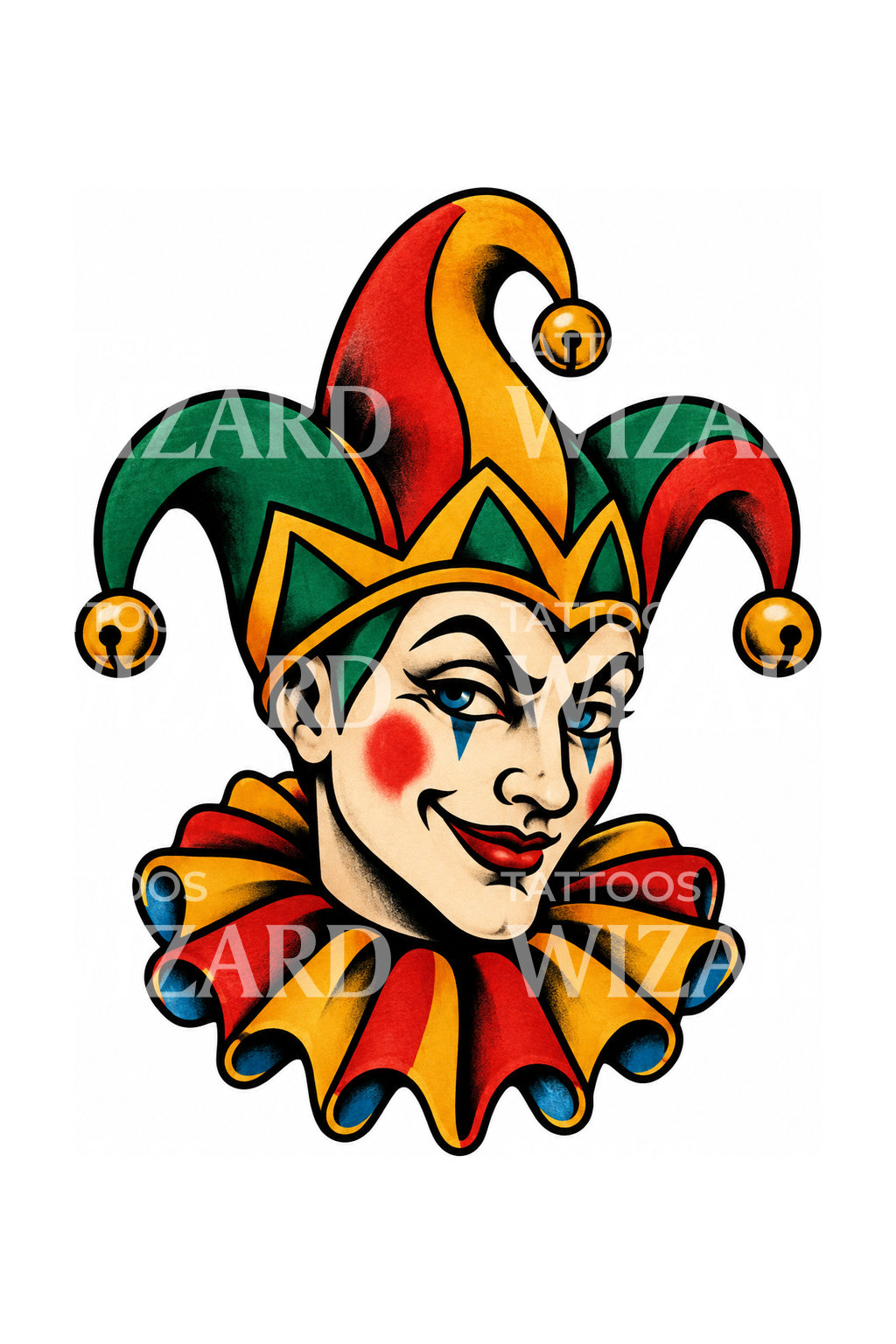 Old School Court Jester Tattoo – Tattoos Wizard Designs