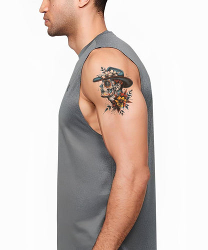 Old School Mexican Skull Man Tattoo Design