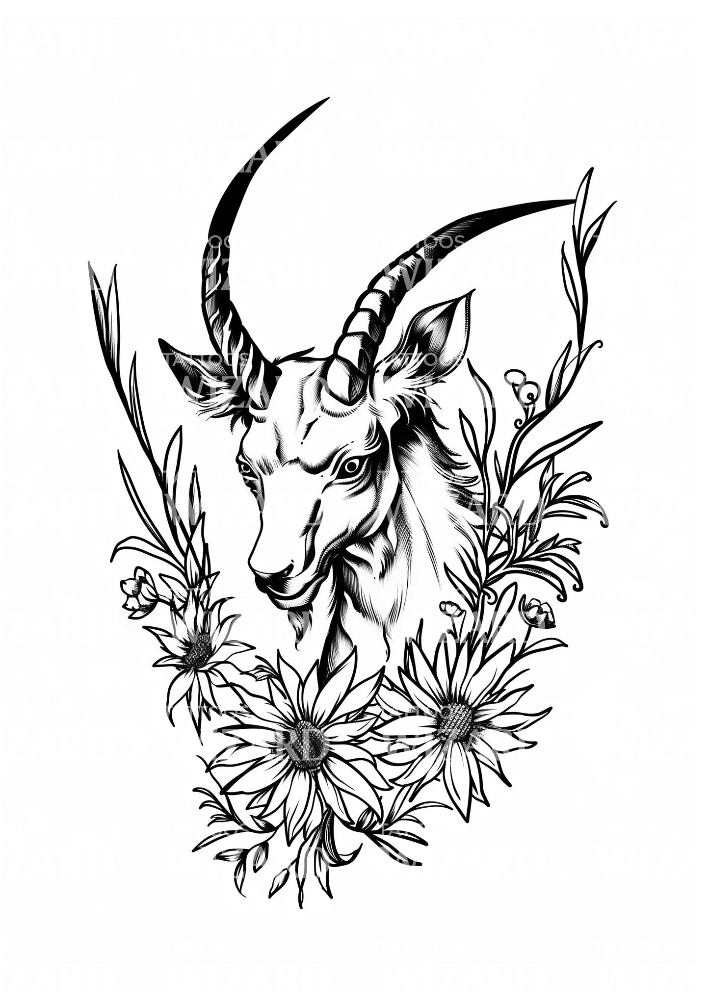 Old School Goat Tattoo Design