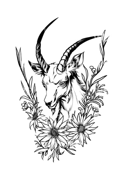 Old School Goat Tattoo Design