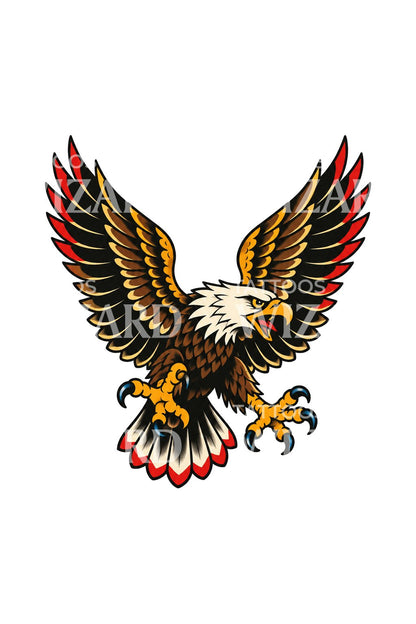 Old School Screaming Eagle Tattoo Design
