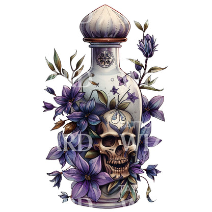 Old School Violet Poison Flask Tattoo Design