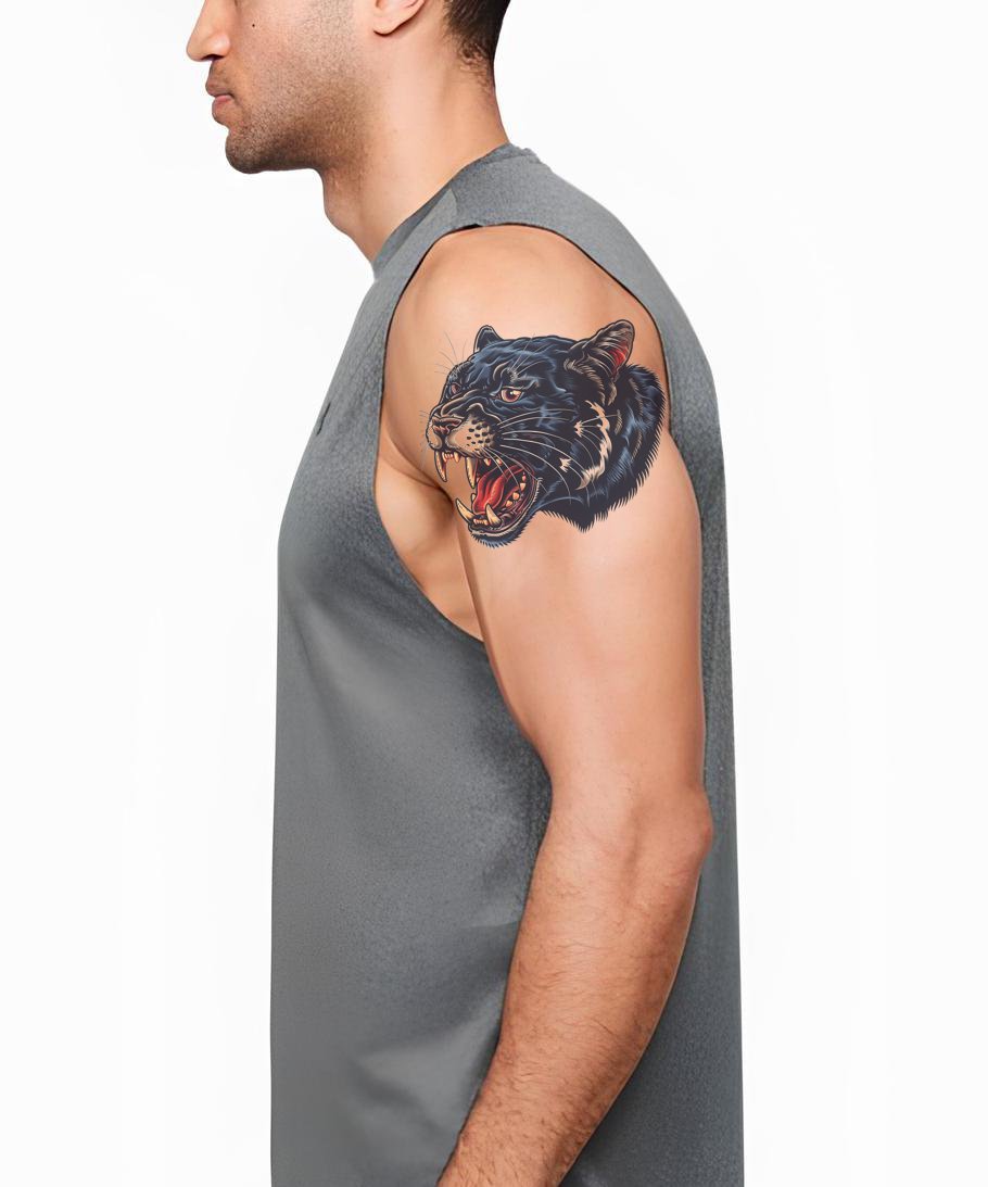 Design de Tatuagem Fierce Old School Black Panther