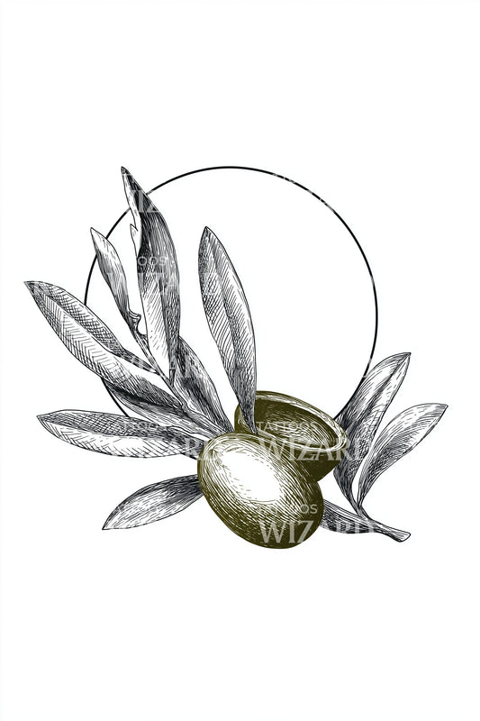 Design del tatuaggio con emblema di ramo d'ulivo