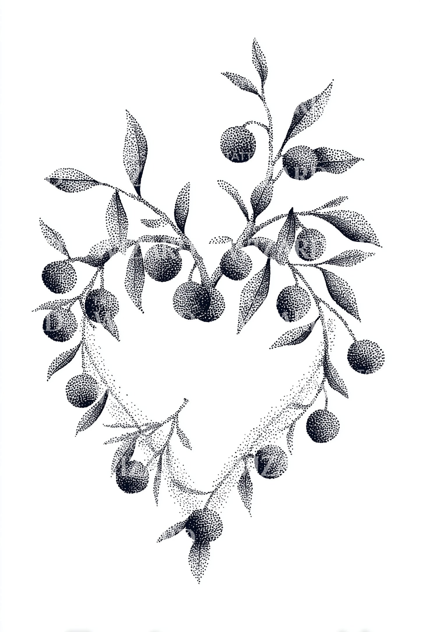 Olive Branch Heart Wreath Tattoo Design