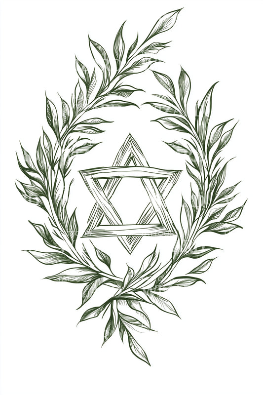Olive Star Wreath Tattoo Design