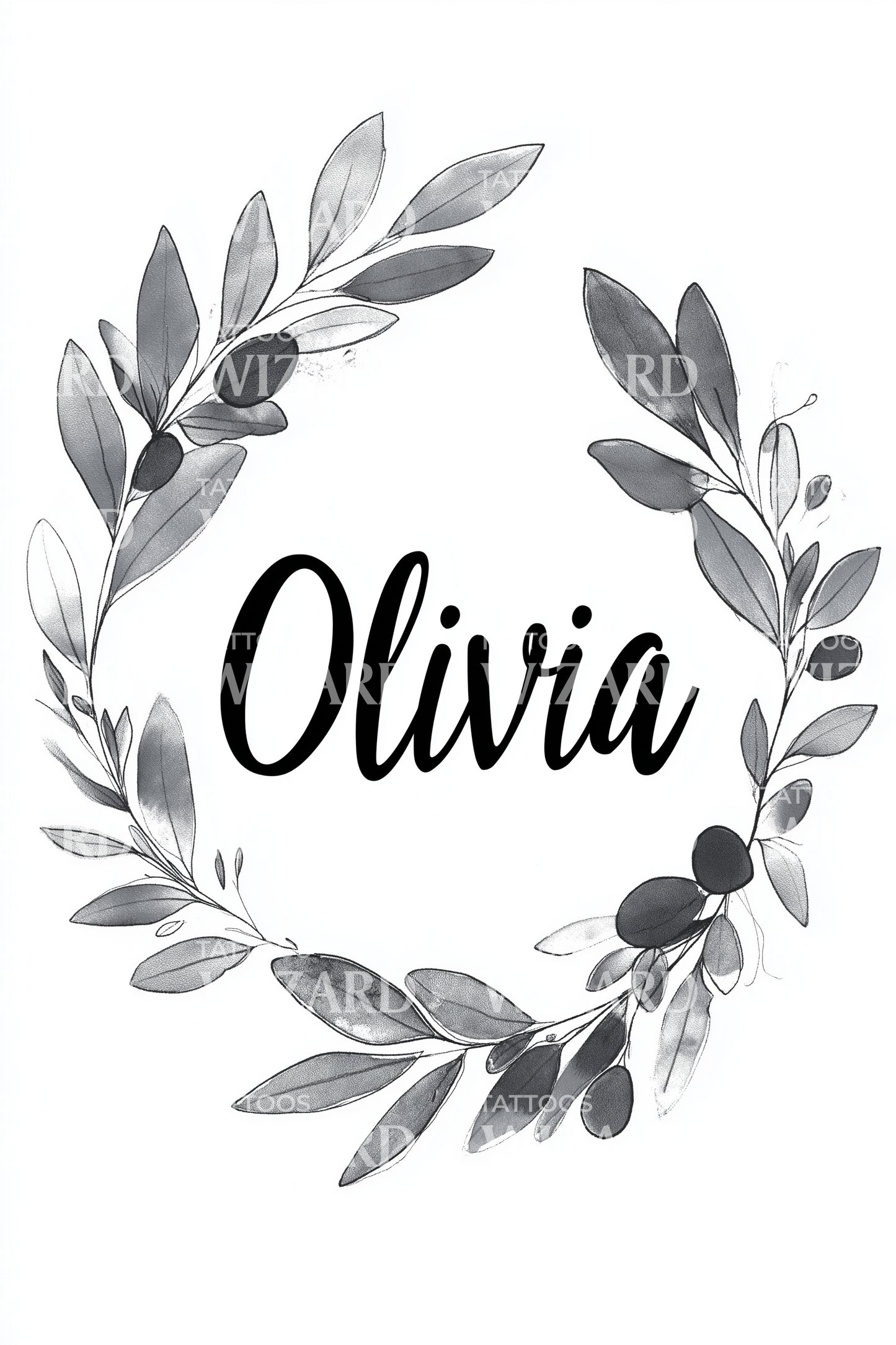 Olivia Olive Wreath Tattoo Design