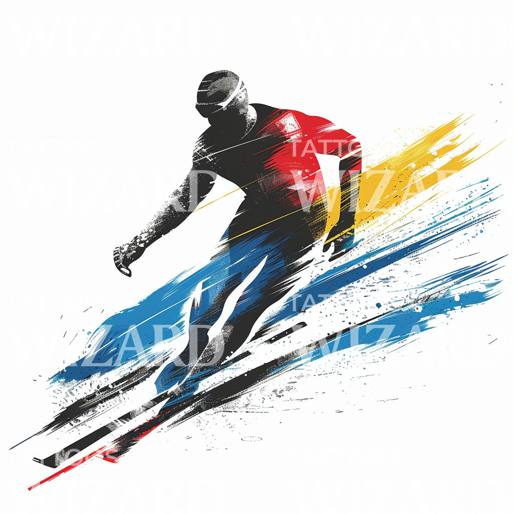 Ein Tattoo-Design für einen olympischen Skifahrer