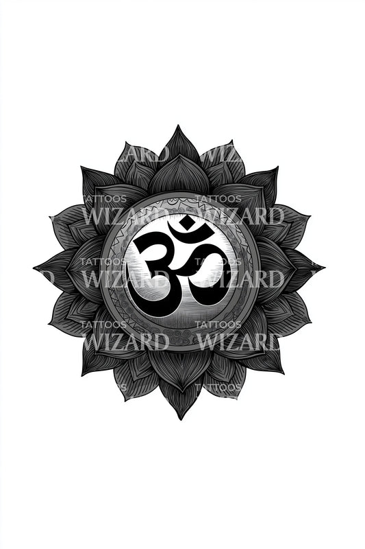 Om Lotus Emblem Tattoo Design
