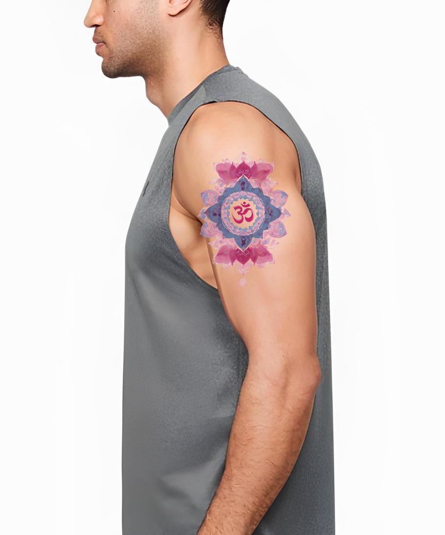 Ilustração de Tatuagem de Flor Mandala Om Rosa