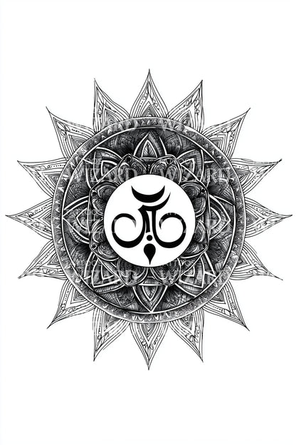 Om Mandala Star Tattoo Design