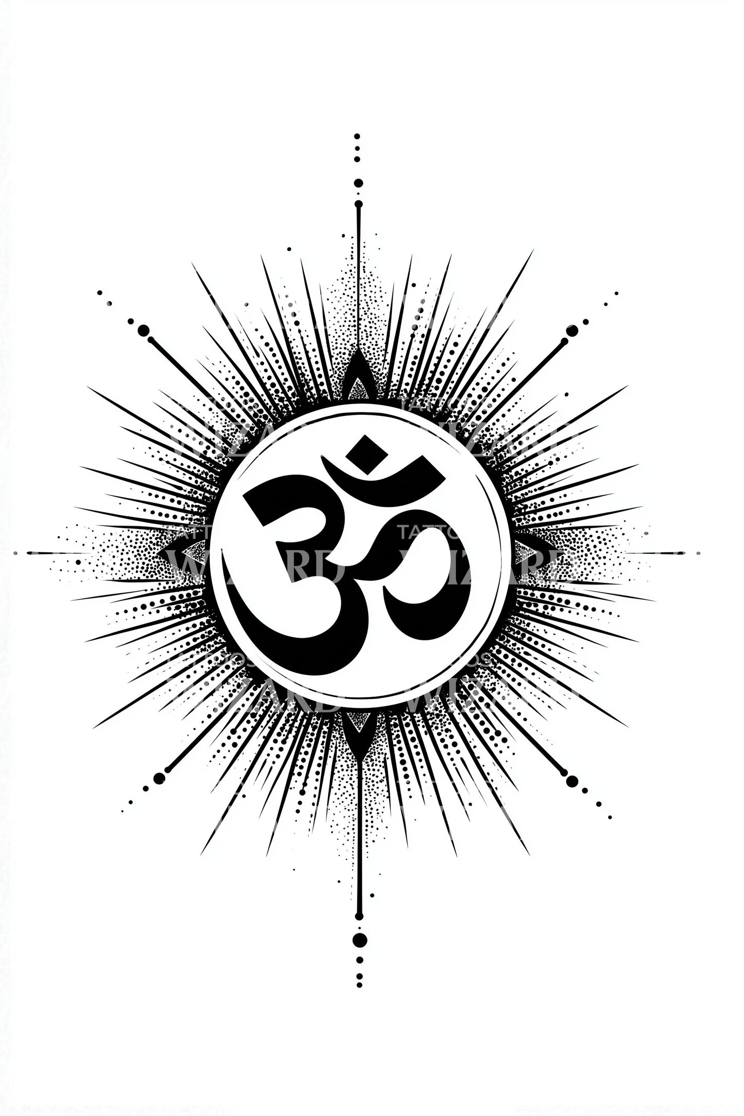 Om Sacred Rays Tattoo Design