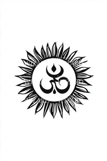 Om Solar Circle Tattoo Design
