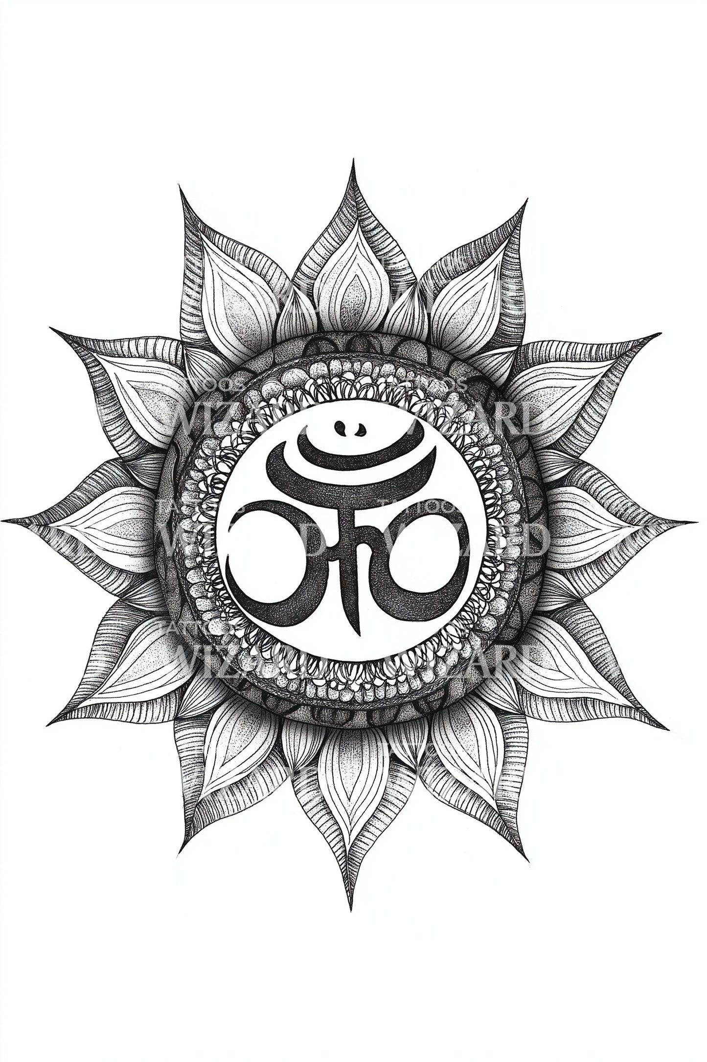 Om Sun Mandala Tattoo Design