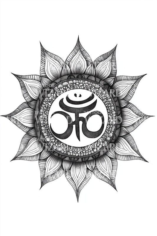 Om Sun Mandala Tattoo Design