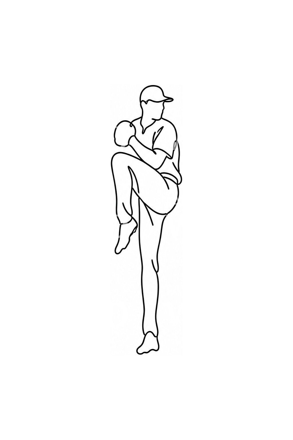 One Line Baseball Pitcher Tattoo Design