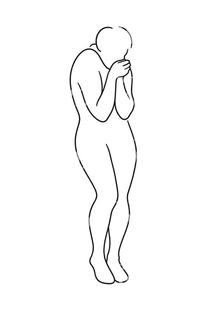 One Line Blowing on Cold Hands Tattoo Design