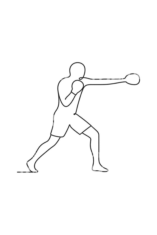 One Line Boxer Throwing a Jab Tattoo Design