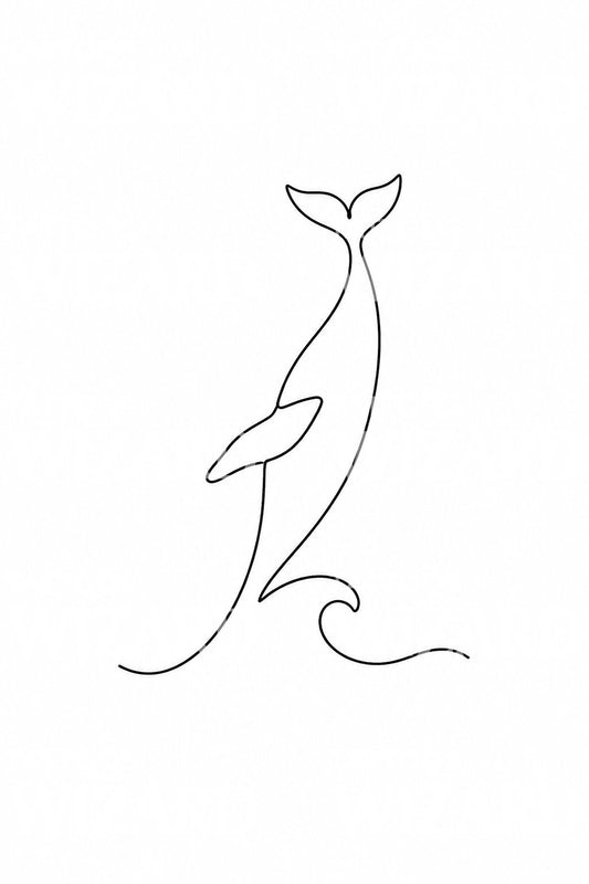 Eintier-Wal-Tattoo beim Durchbrechen der Oberfläche