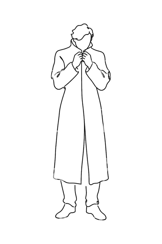 One Line Buttoning a Coat Tattoo Idea