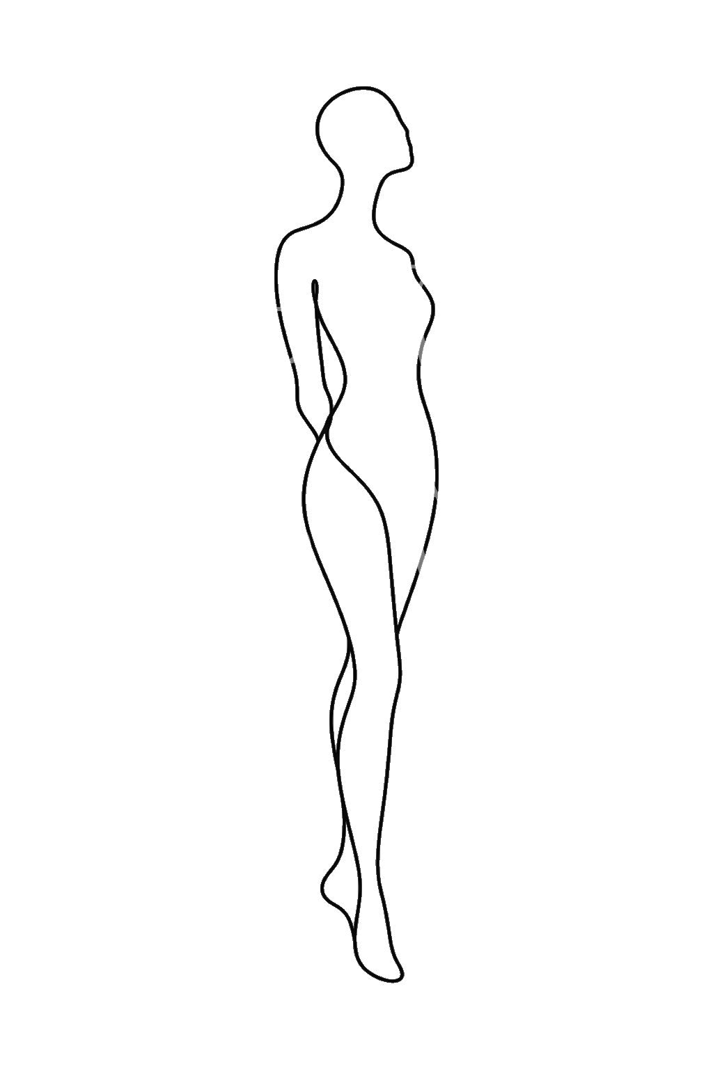 Ilustración de tatuaje de una figura tranquila esperando en una línea