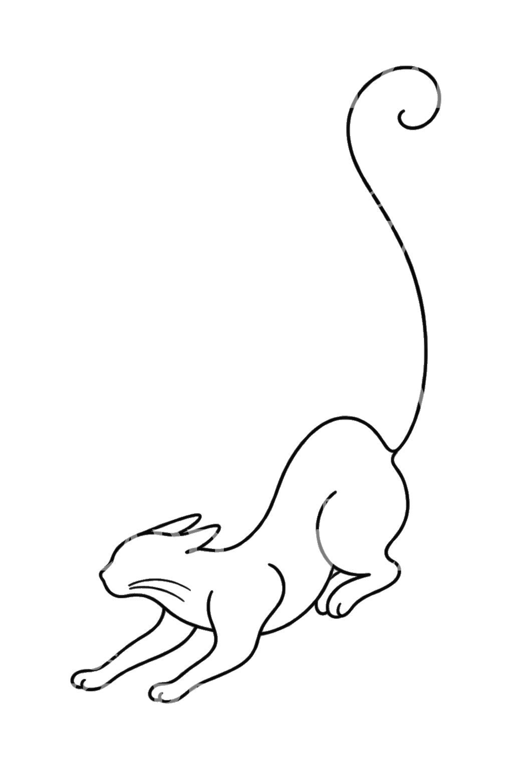One Line Cat Landing Tattoo Design