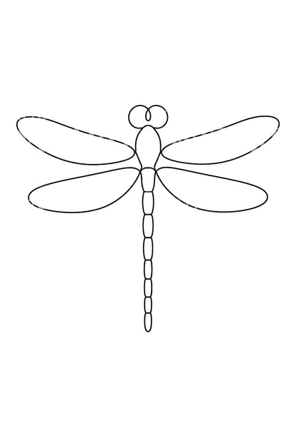 Tattoo-Idee einer ruhenden Libelle in einer Linie