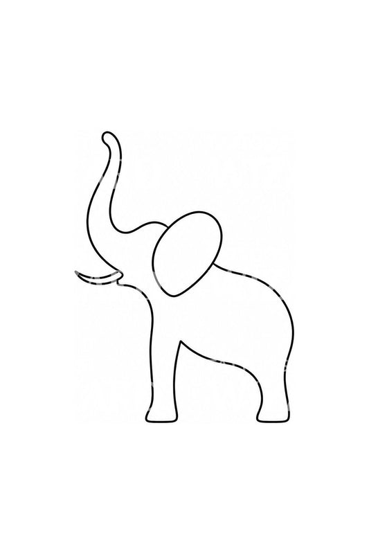 Tatuaggio elefante con proboscide sollevata a linea singola