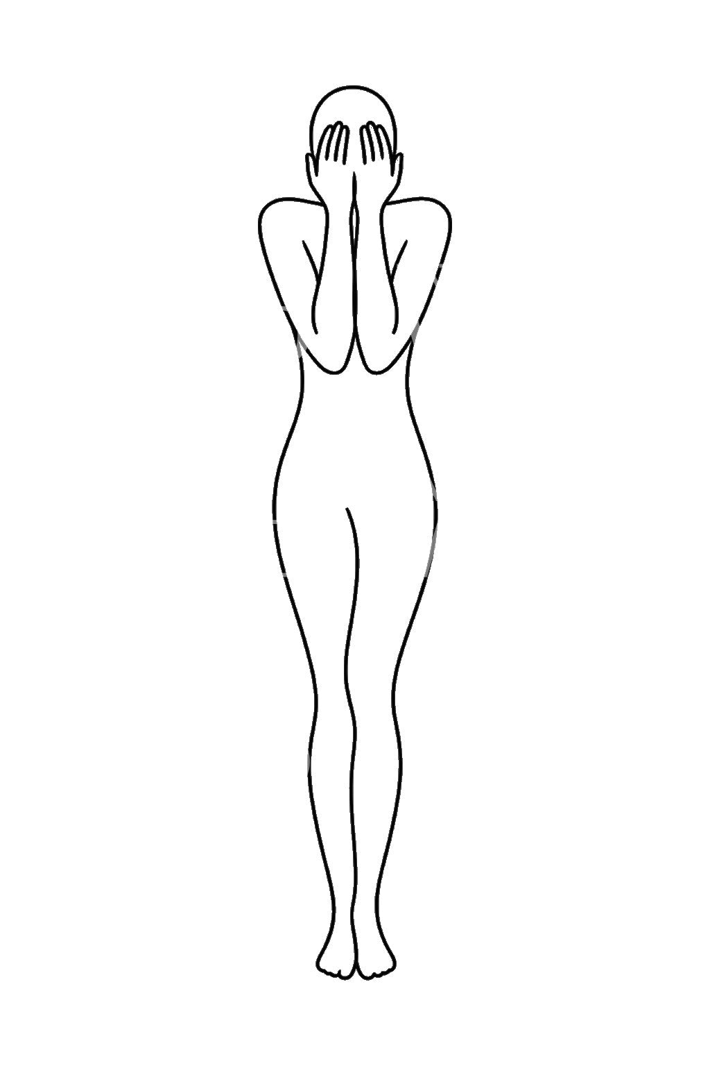 Diseño de tatuaje de un rostro entre las manos en una línea