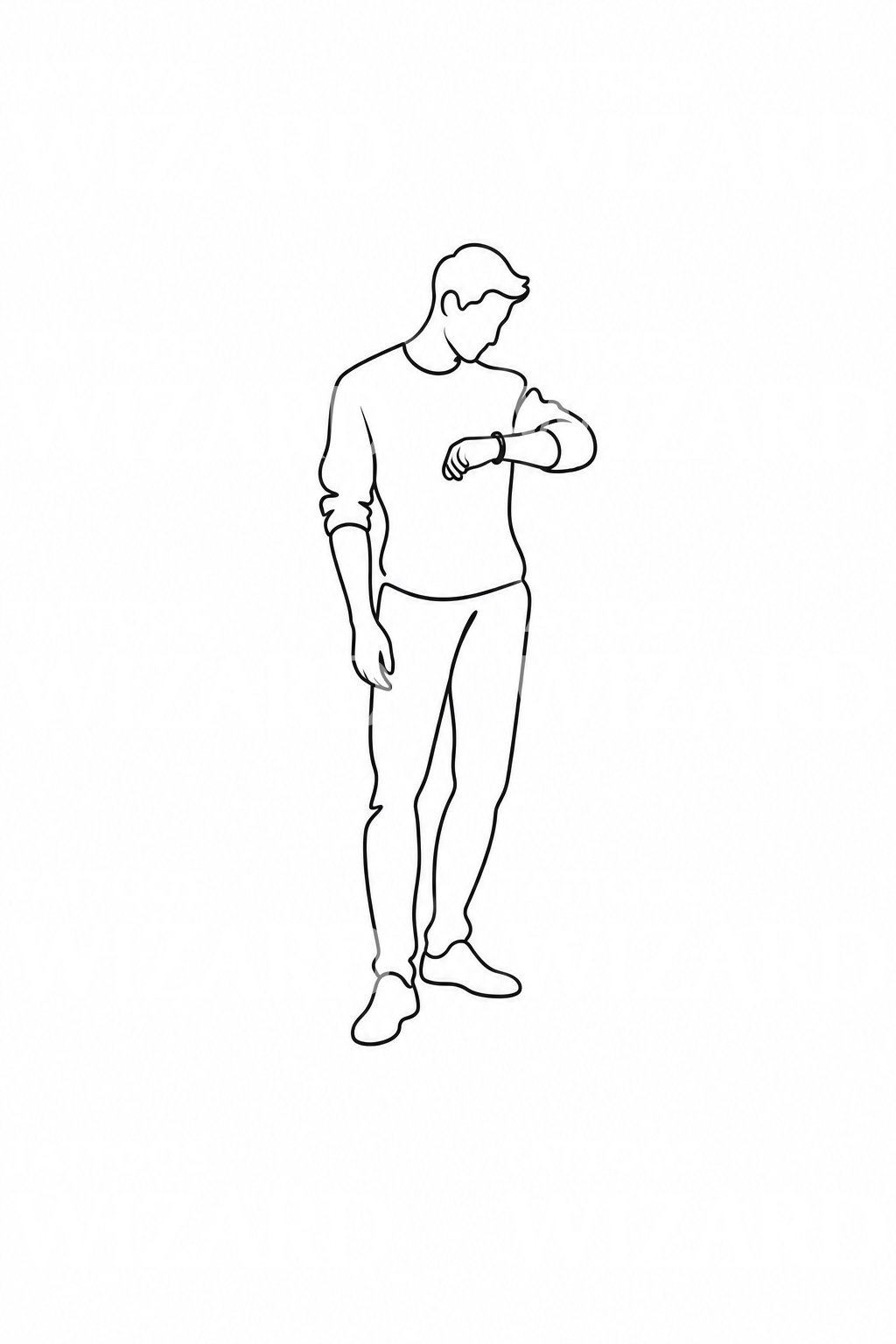 Idea de tatuaje de figura de una línea mirando el reloj