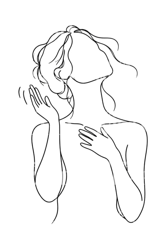 One-line tatoveringsdesign af figur i varm eftermiddag