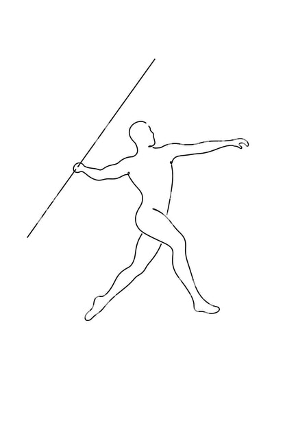 One Line Javelin Thrower Tattoo Design