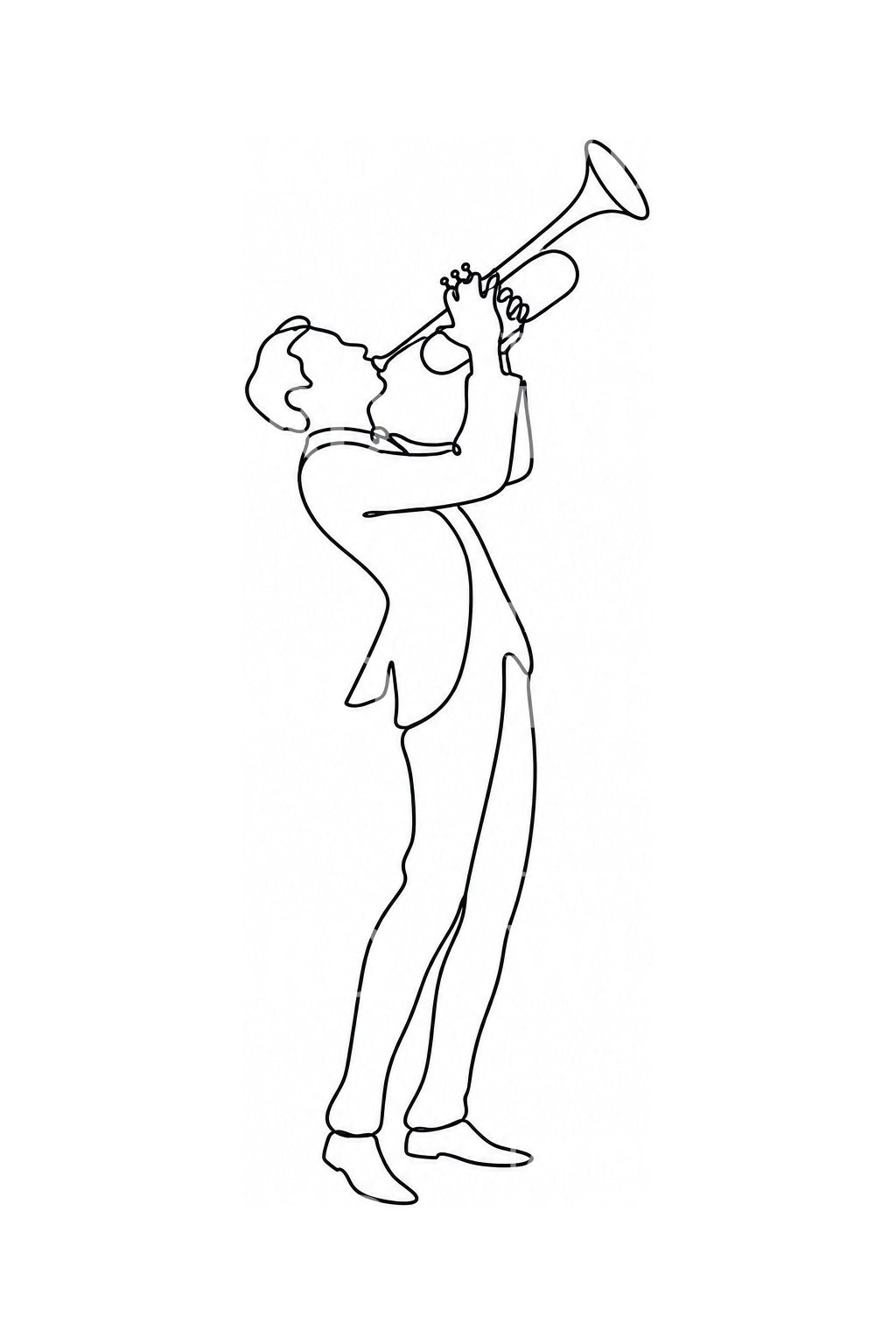 Egysoros jazz-trombitás tetoválásminta