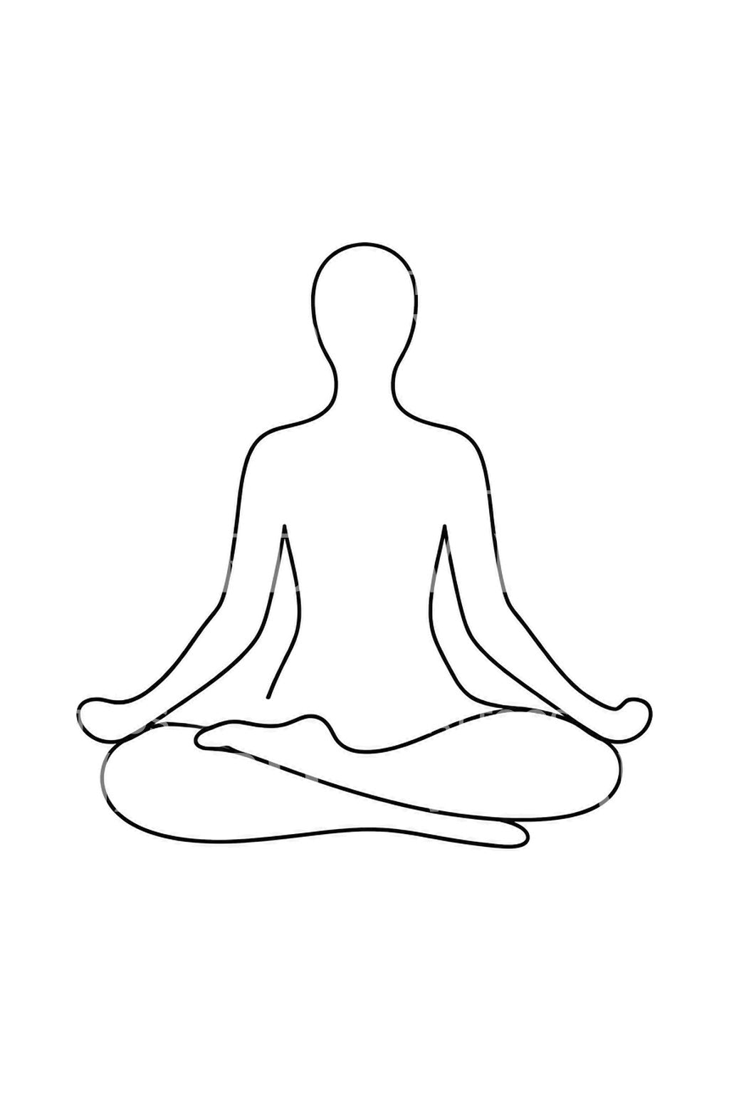Ilustração de tatuagem de pose de meditação numa só linha