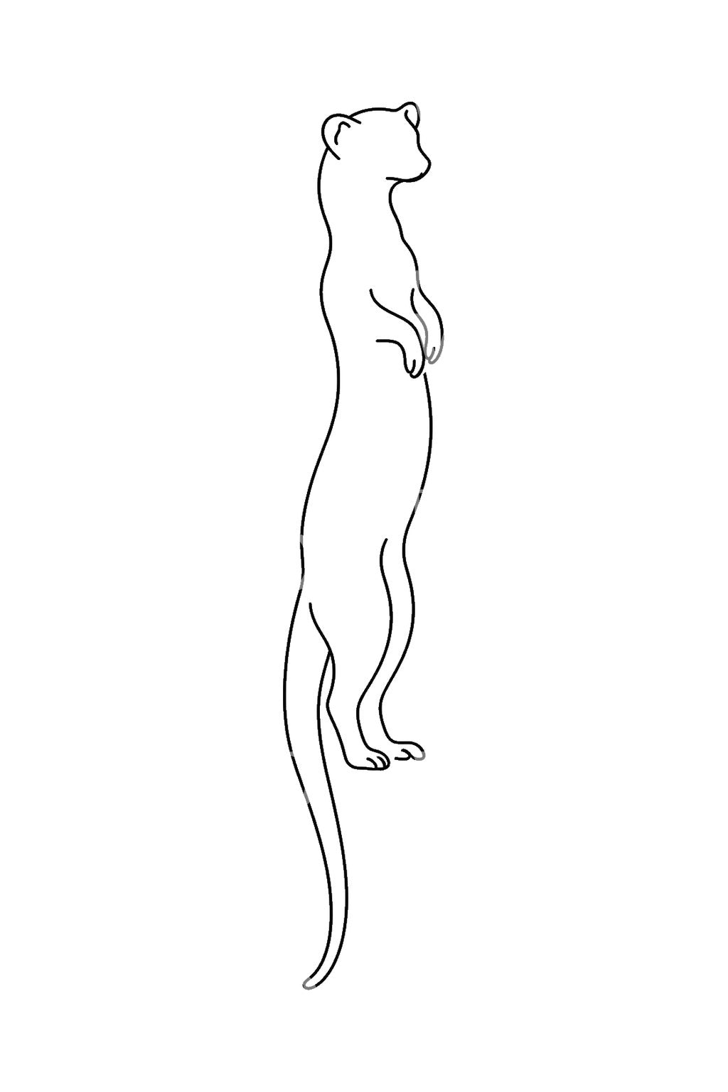 Tattoo-Design eines einlinigen Erdmännchens auf den Hinterbeinen