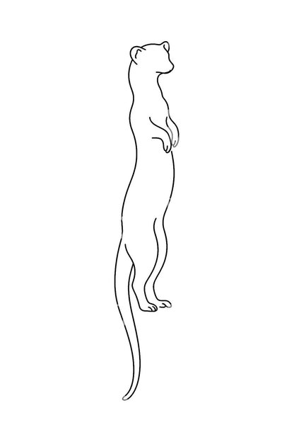 Tattoo-Design eines einlinigen Erdmännchens auf den Hinterbeinen