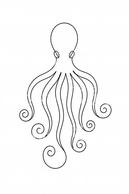 One-Line-Tattoo eines Oktopus mit gewundenen Armen