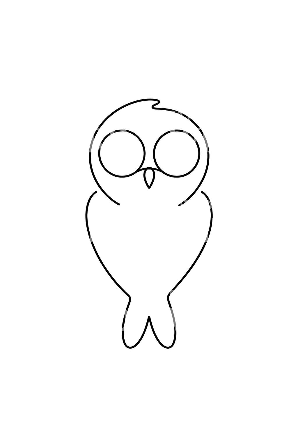 One Line Owl Wide Eyes Tattoo Design