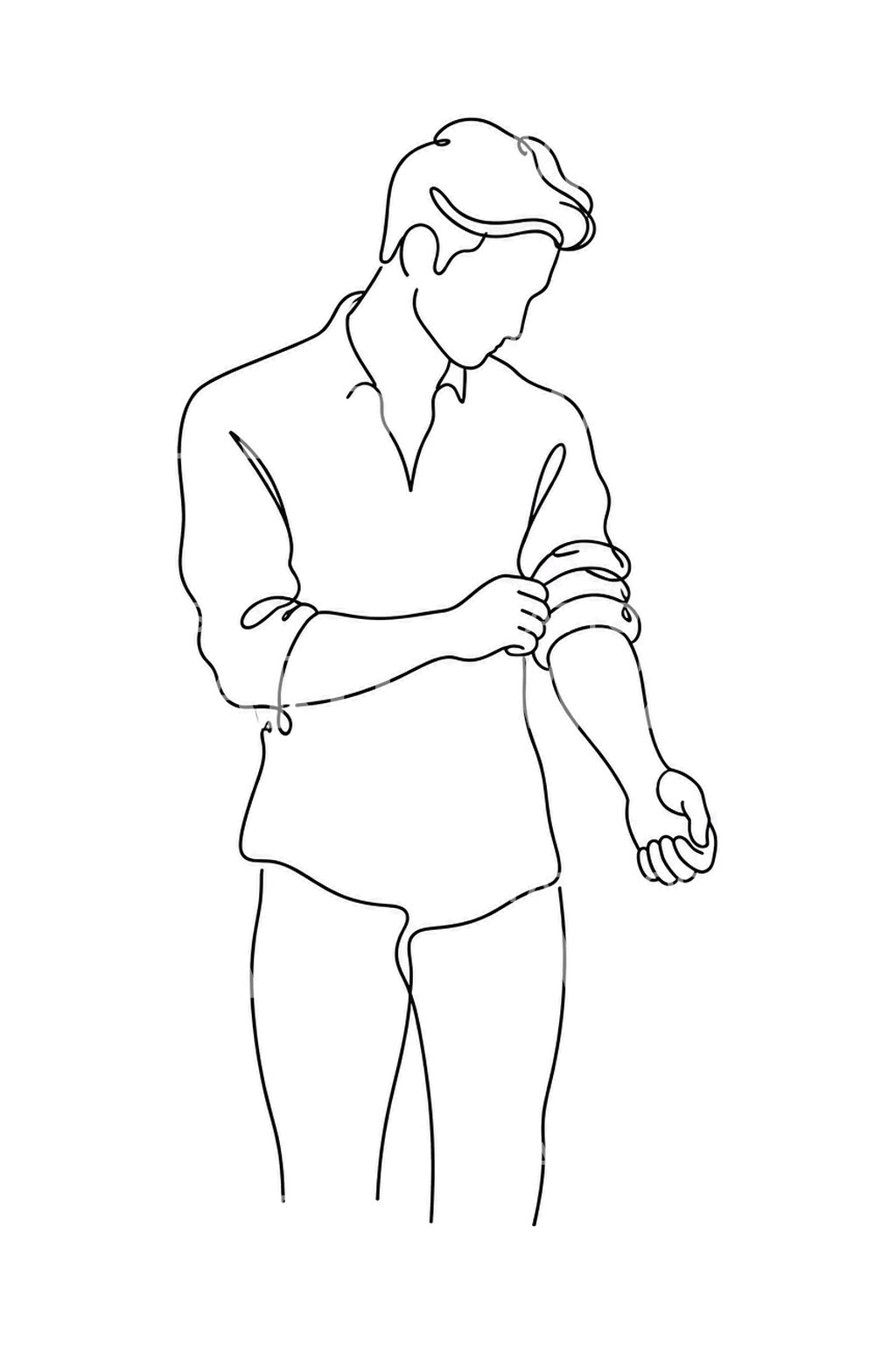 One Line Rolling Up a Sleeve Tattoo Design