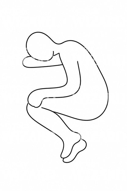 Tattoo-Design einer schlafenden Figur in einer Linie