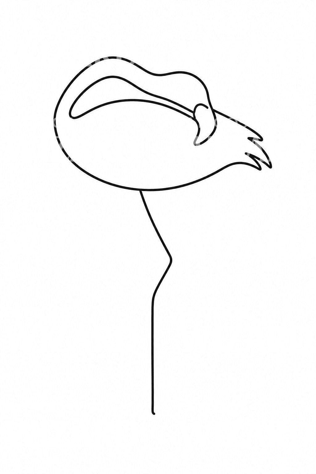 Diseño de tatuaje de flamenco dormido en una línea