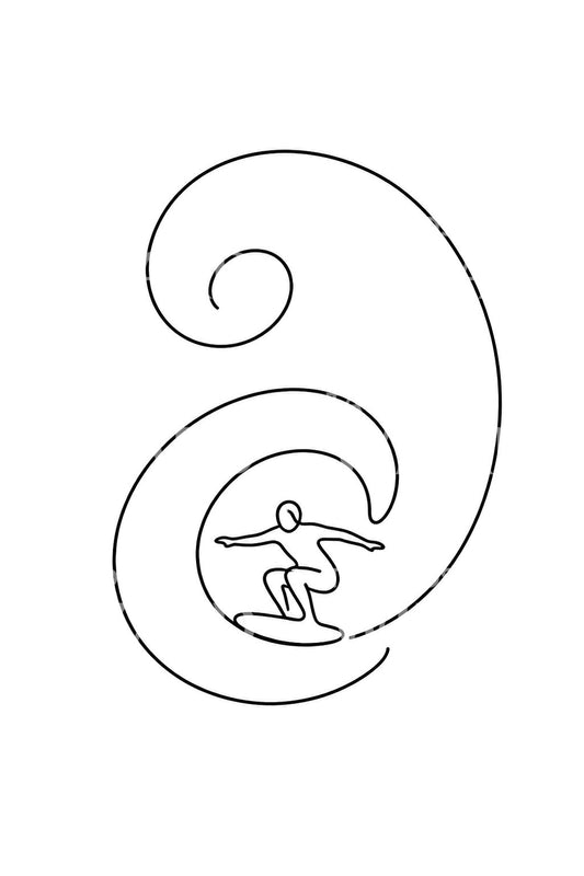 桶中一线冲浪者纹身设计