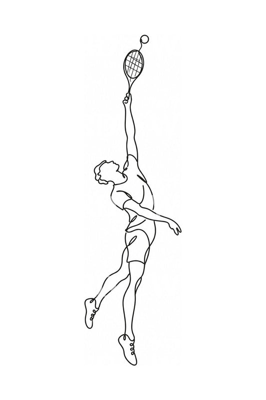 Diseño de tatuaje de saque de tenis en una línea