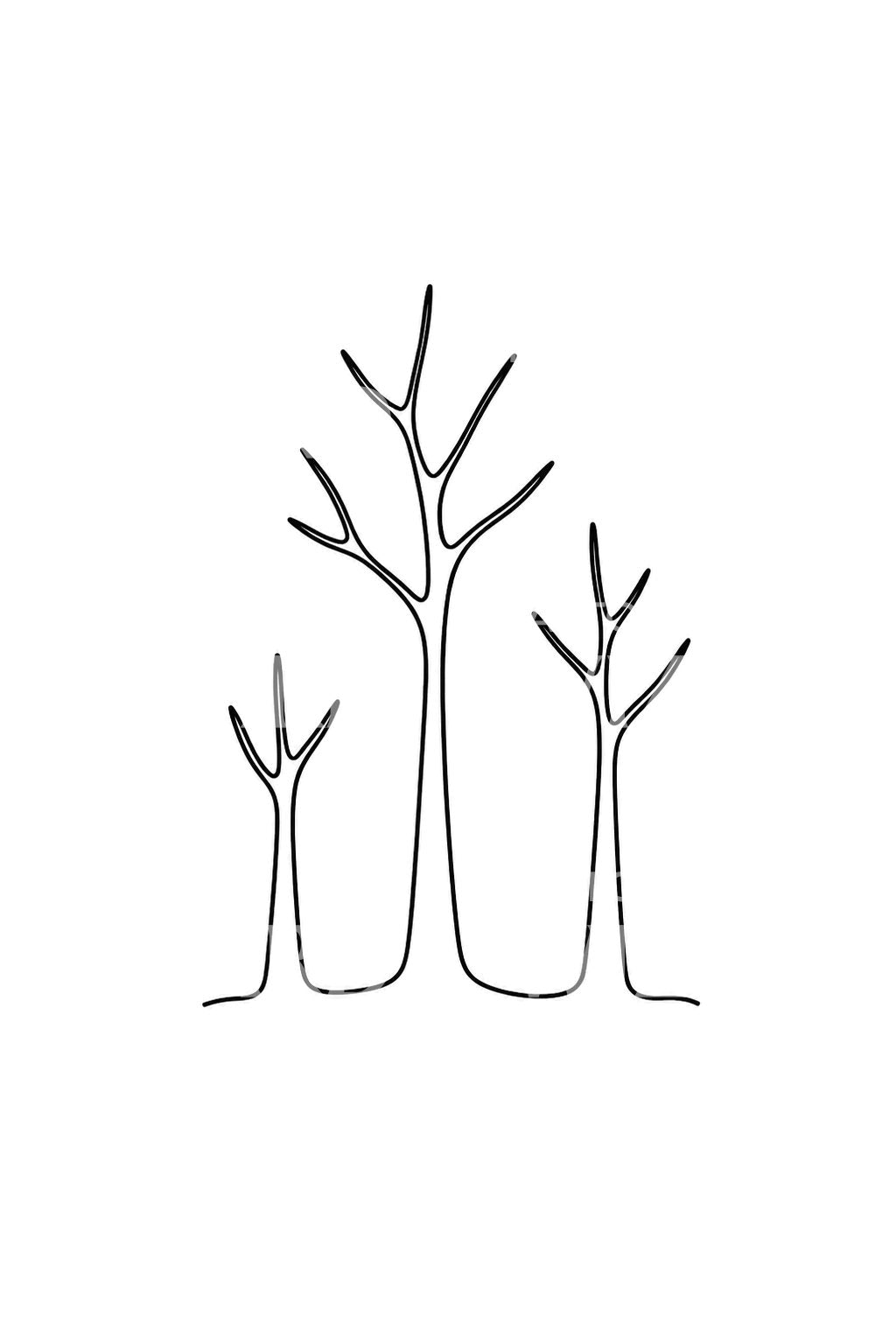 One Line Three Bare Trees Tattoo Design