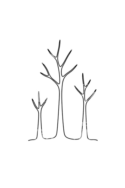 One Line Three Bare Trees Tattoo Design
