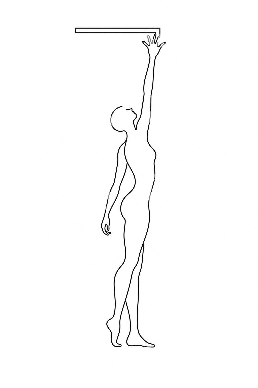 One-line tattoo-ontwerp van reikend op de tenen